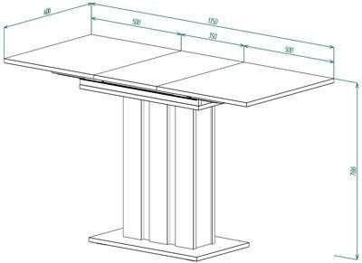 Стол обеденный POLAR 1000x1350 Дуб артизан/Глиняный серый POLAR_D/G Altek mebli