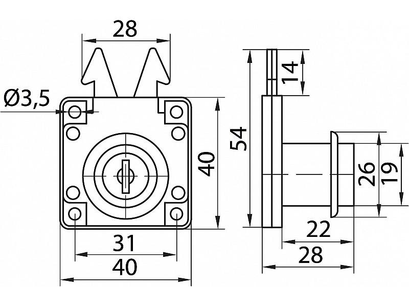 Замок DC KL-202-22 для дверей-жалюзі Хром (11869)