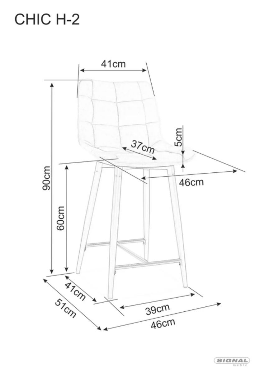 Стілець напівбарний CHIC H-2 VELVET Чорний Signal CHICH2VCC Altek mebli