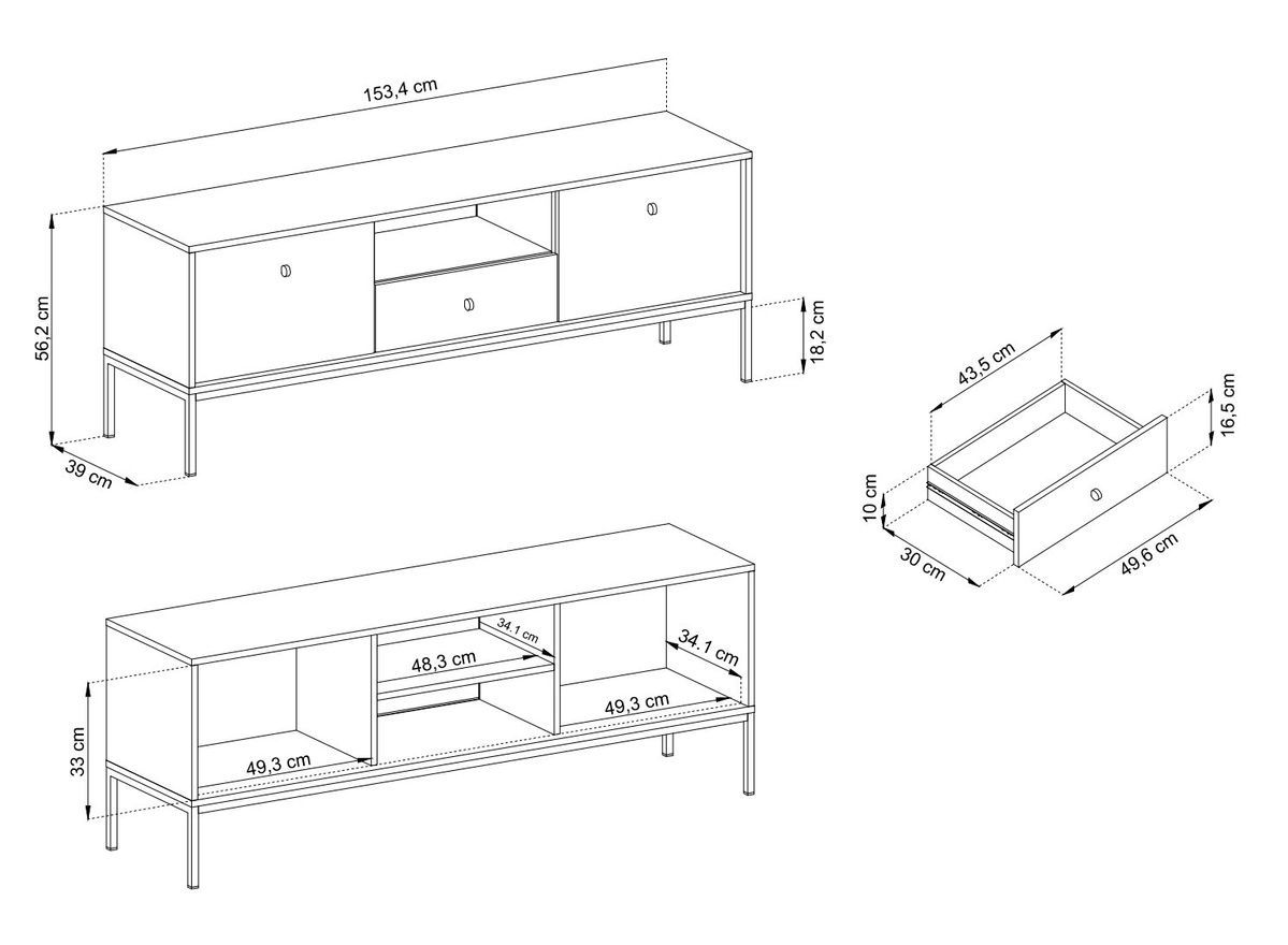 Тумба під ТВ Mono MRTV154 2D1S Бежевий пісочний (золоті ніжки) PFH-091201 Altek mebli