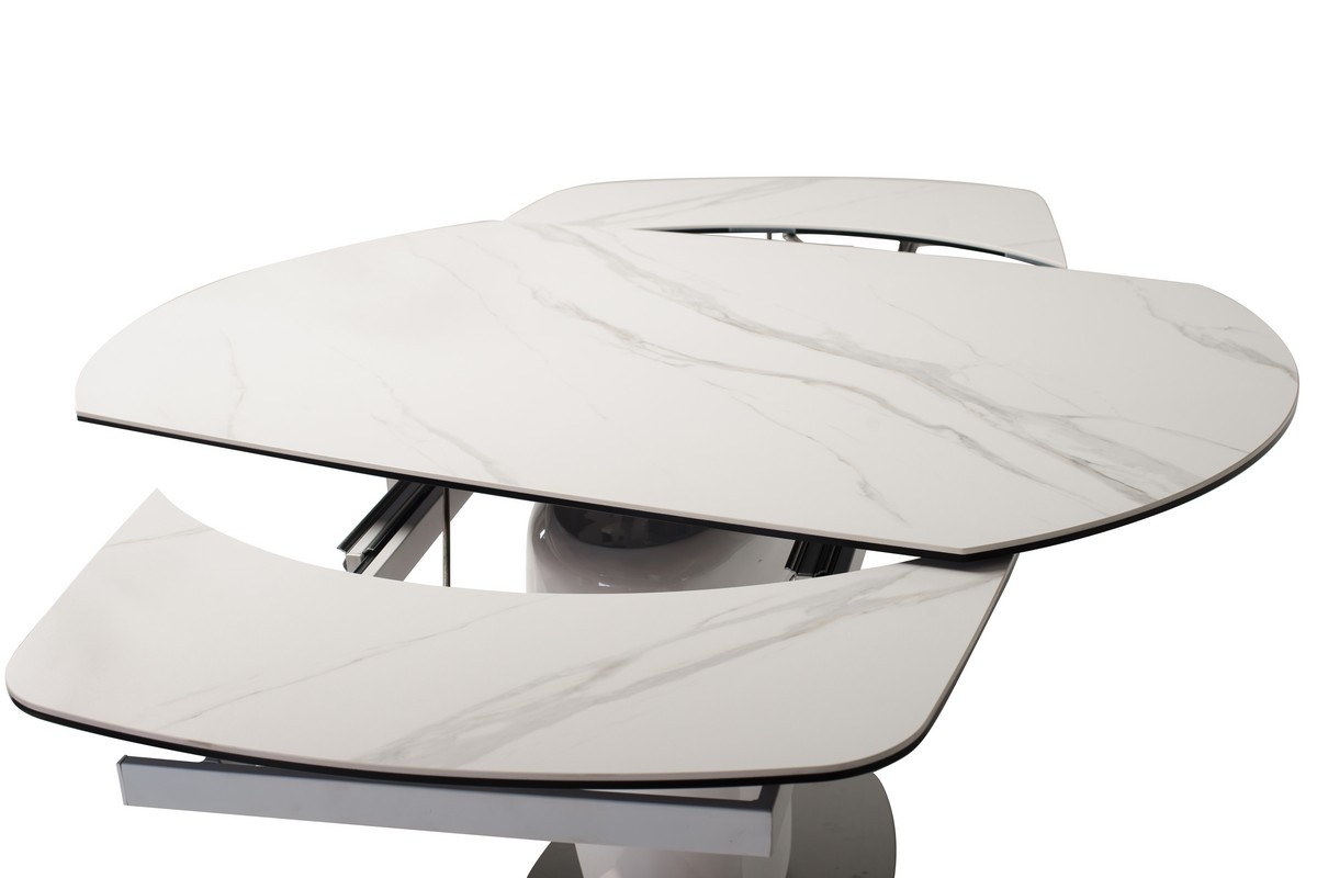 Стол обеденный раскладной TML-825 Белый мрамор/Белый V201755 Altek mebli