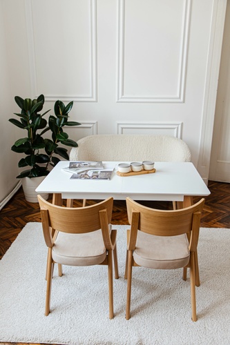 Кухонний стіл із натурального дерева MILANO 120+37.5х80 White\Natural P10508 Altek mebli
