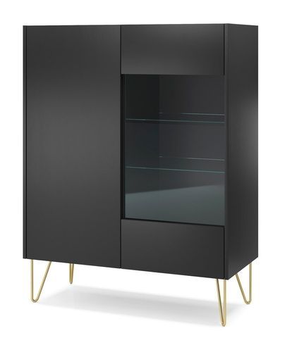 Низкая витрина в гостиную Harmony WT97 Черный/Черный мрамор роял PFH-091186 Altek mebli