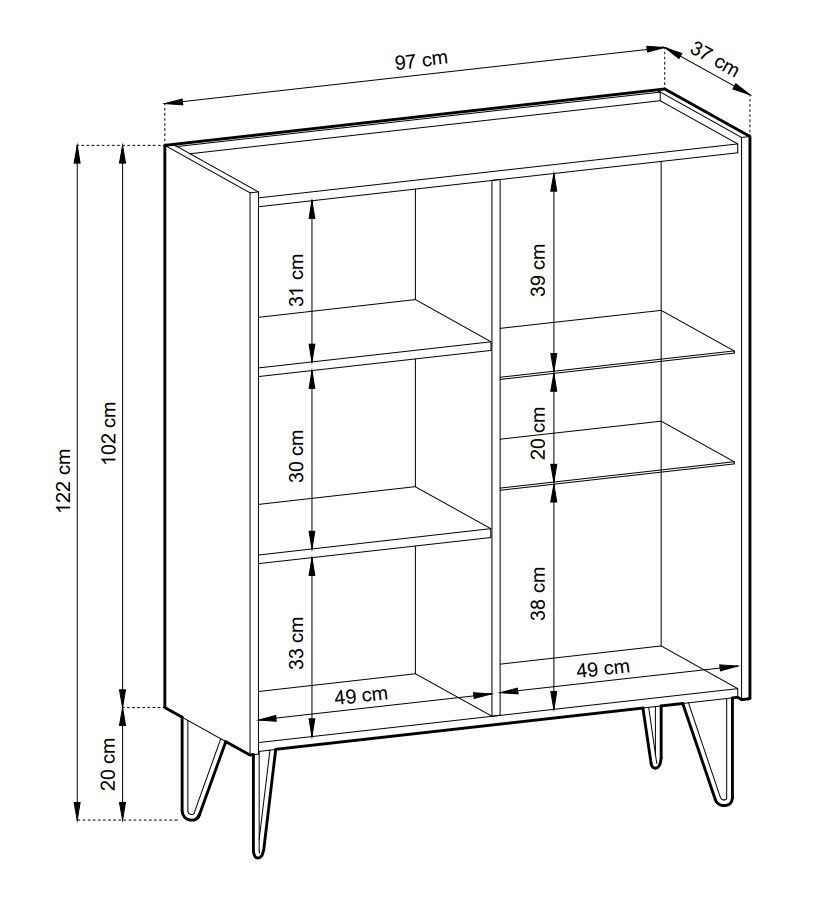 Низкая витрина в гостиную Harmony WT97 Черный/Черный мрамор роял PFH-091186 Altek mebli