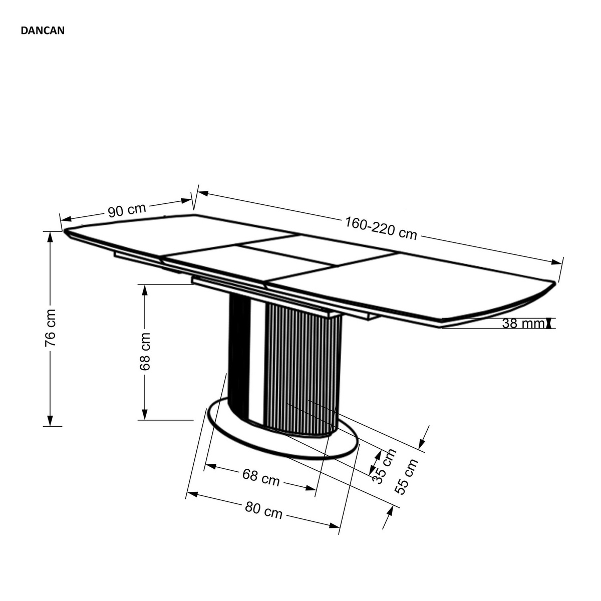Розкладний кухонний стіл DANCAN Білий мармур/Сірий DANCAN Altek mebli