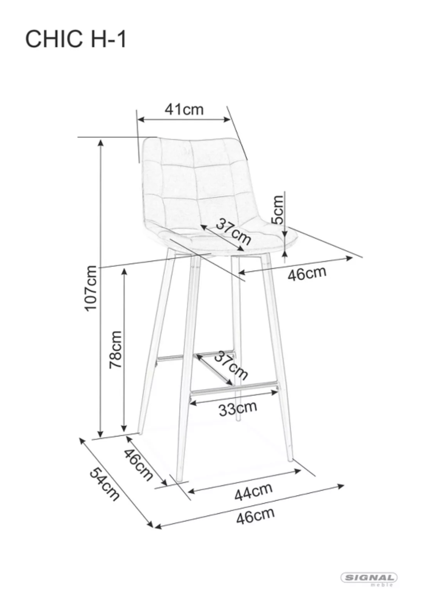 Стілець барний CHIC H-1 VELVET Чорний Signal CHICH1VCC Altek mebli