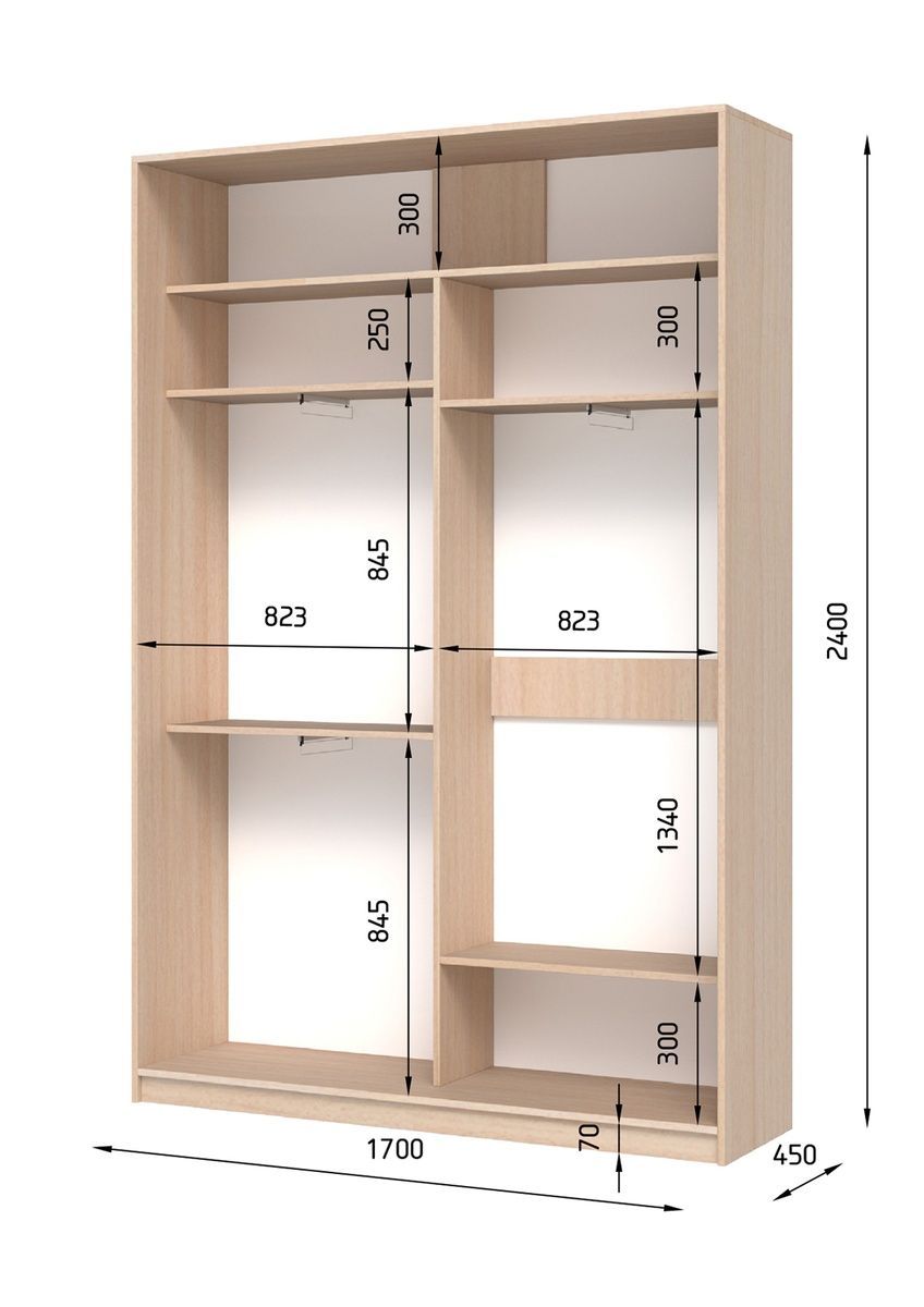 Шафа-купе E-Line ШК 2.3 Ясен Серфсайд 450x1700x2400 23244517 Altek mebli