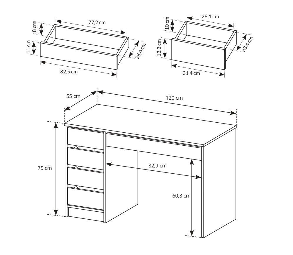 Туалетный столик Ada 5S/120 Антрацит PFH-091308 Altek mebli