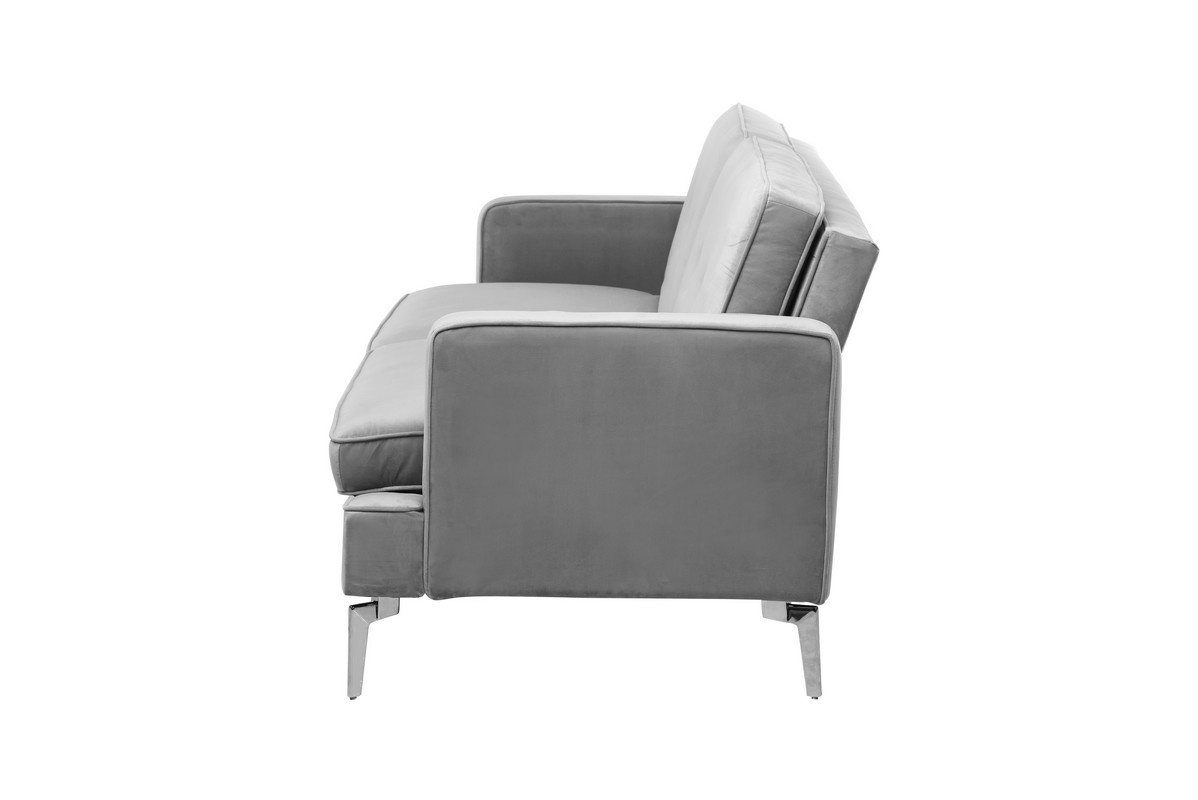 Софа розкладна Амелі Платиновий Vetro Mebel Ameli-grey-velvet-extension-sofa Altek mebli