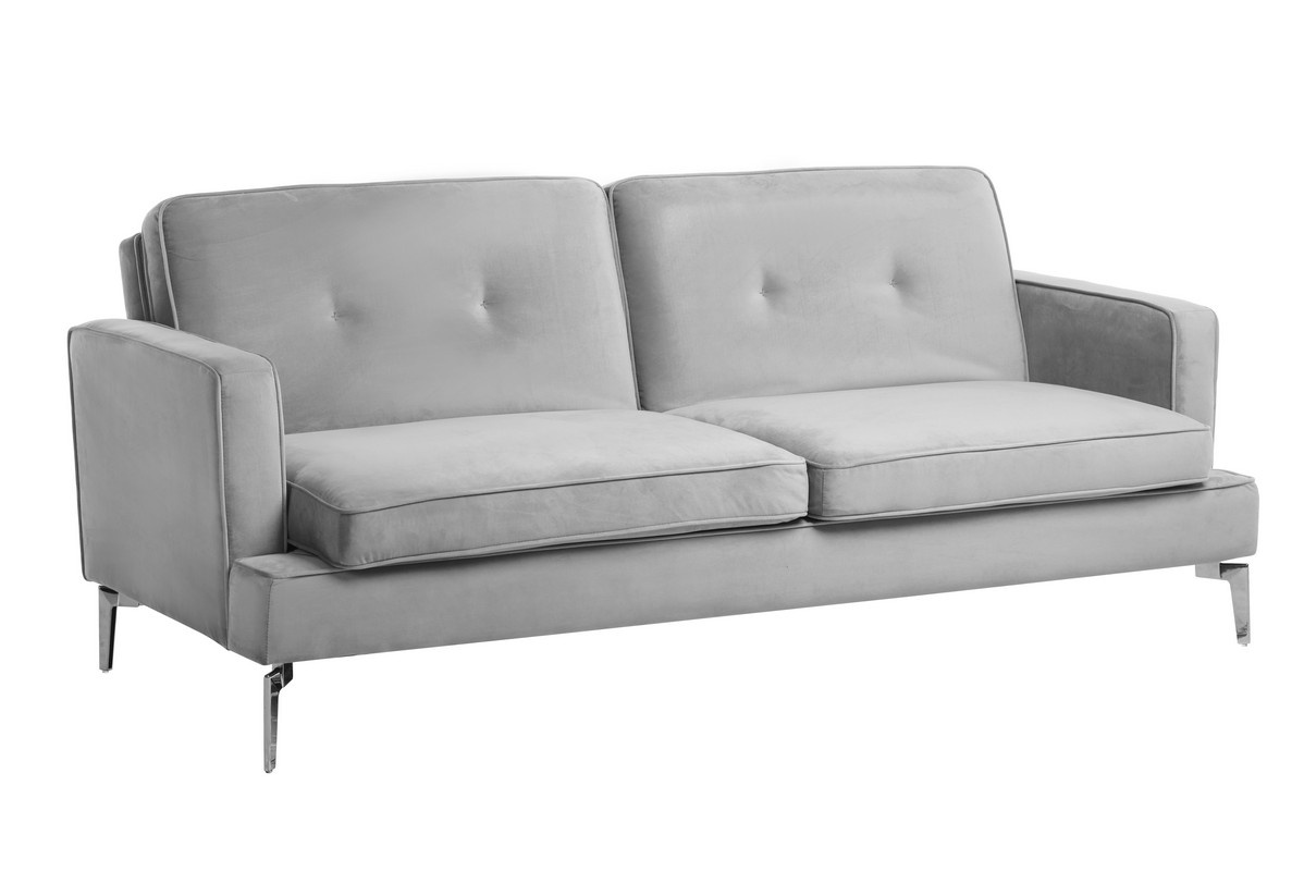 Софа раскладная Амели Платиновый Vetro Mebel Ameli-grey-velvet-extension-sofa Altek mebli