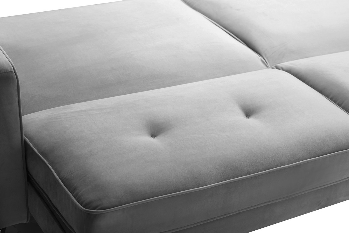 Софа розкладна Амелі Платиновий Vetro Mebel Ameli-grey-velvet-extension-sofa Altek mebli