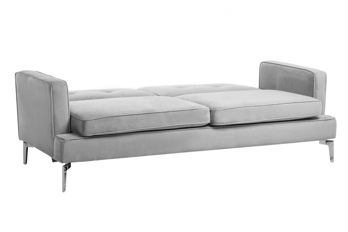 Софа раскладная Амели Платиновый Vetro Mebel Ameli-grey-velvet-extension-sofa Altek mebli