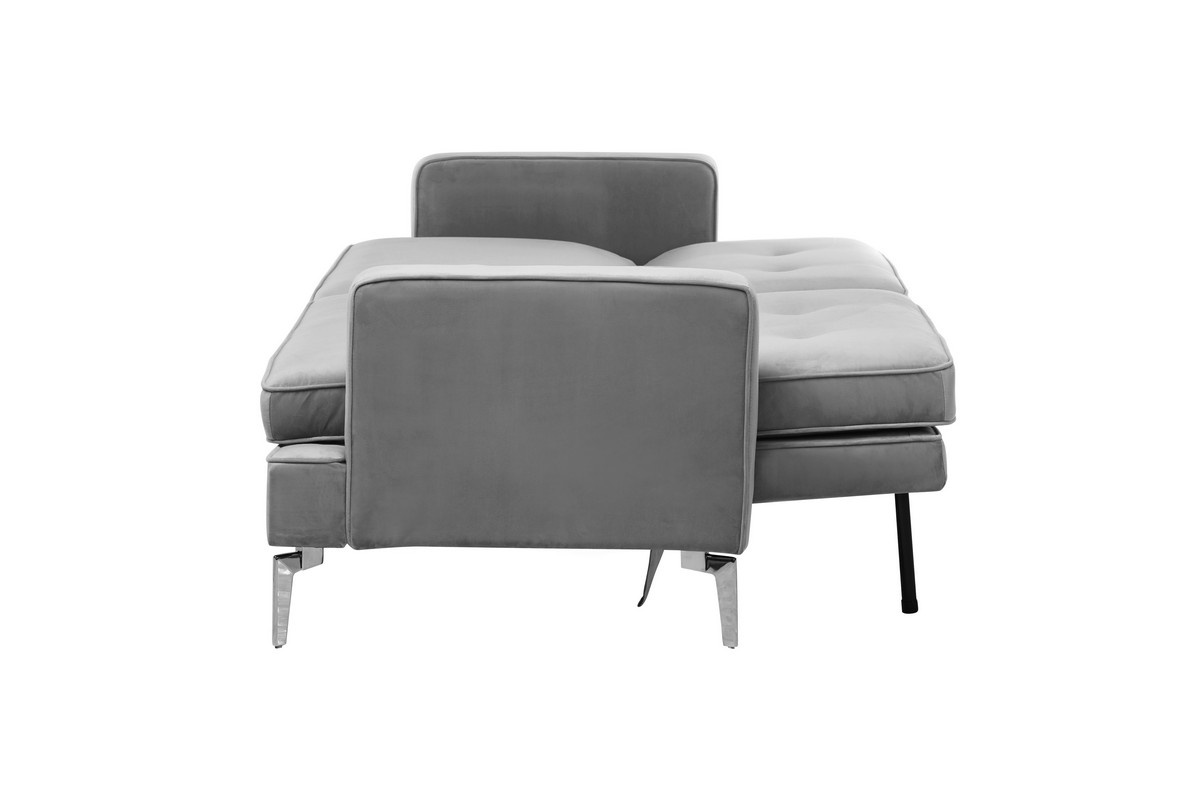 Софа раскладная Амели Платиновый Vetro Mebel Ameli-grey-velvet-extension-sofa Altek mebli