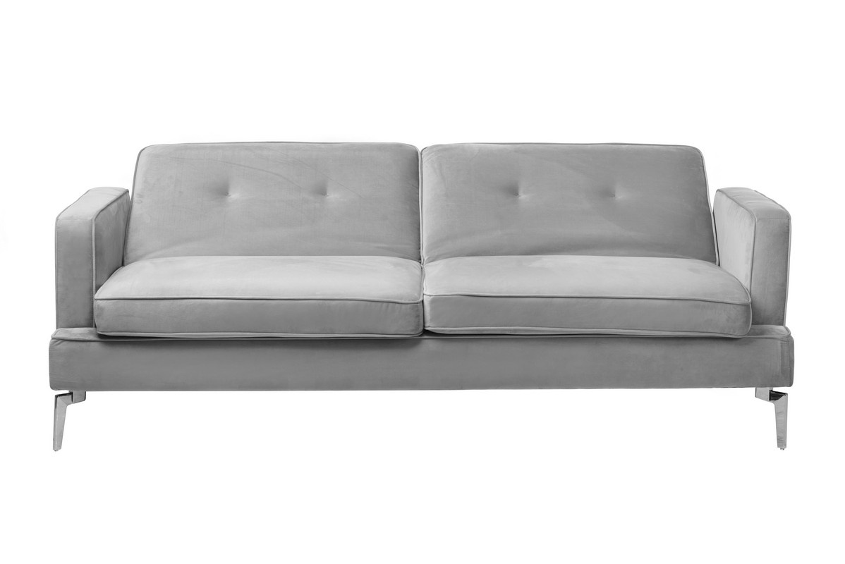 Софа розкладна Амелі Платиновий Vetro Mebel Ameli-grey-velvet-extension-sofa Altek mebli