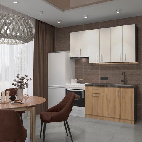 Готовая кухня Osogovo E-Line ДСП3 1800 Дуб крафт золотий/Білий ДСП3Б18.1 Altek mebli