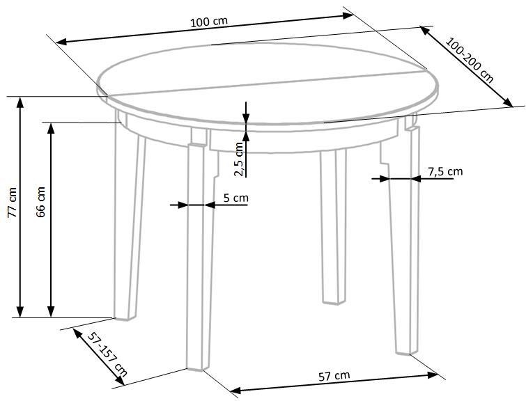 Розкладний круглий стіл SORBUS Дуб медовий/Графіт SORBUS-3 Altek mebli