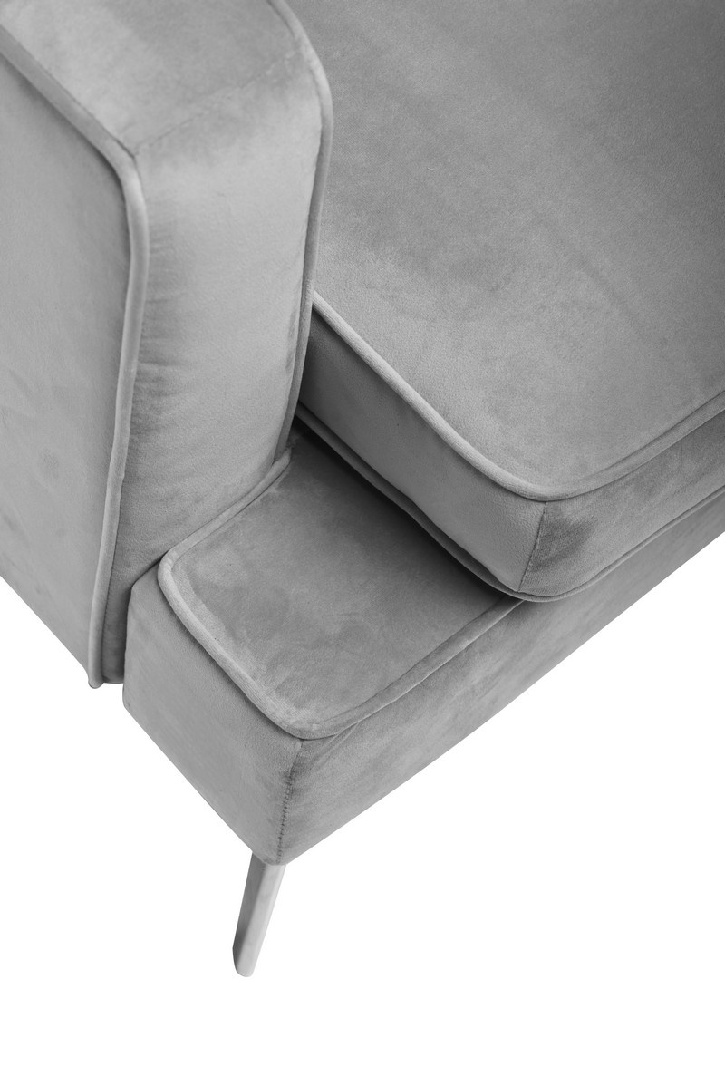 Софа розкладна Амелі Платиновий Vetro Mebel Ameli-grey-velvet-extension-sofa Altek mebli