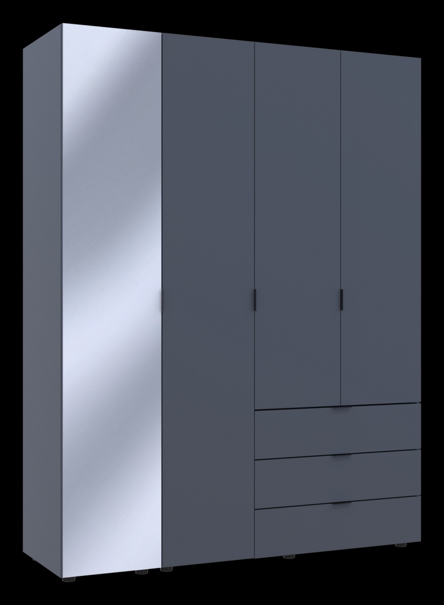 Шкаф для одежды Doros Гелар Графит 3ДСП/Дзеркало 155х49.5х203.4 (42002158) 42002158 Altek mebli