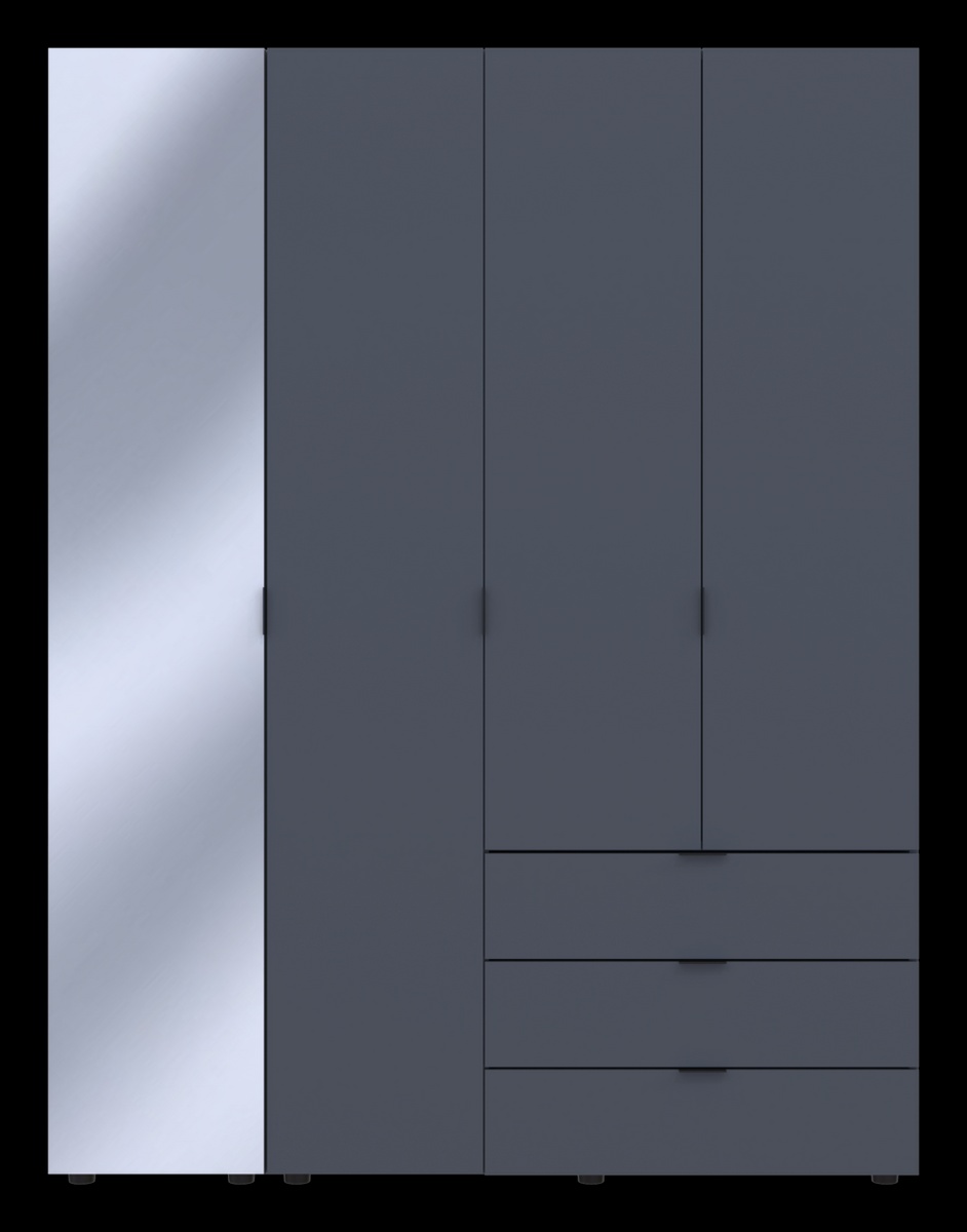 Шкаф для одежды Doros Гелар Графит 3ДСП/Дзеркало 155х49.5х203.4 (42002158) 42002158 Altek mebli