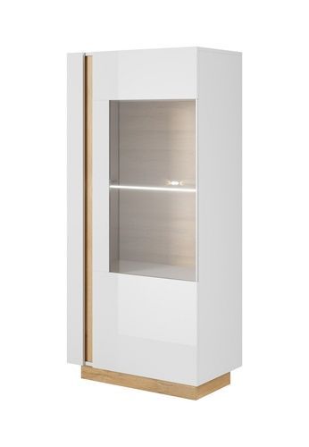Низкая витрина с подсветкой Marco 1D1W/72 Белый/Белый глянець/Дуб грандсон PFH-091030 Altek mebli