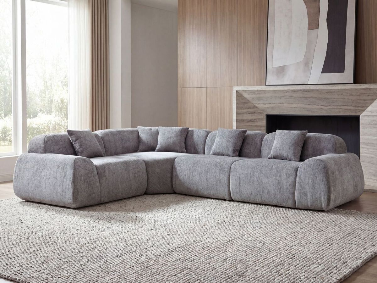 Безкаркасный модульный диван Дакота жемчужный серый Dakota-sofa-pearl-gray Altek mebli
