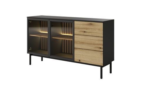 Комод Lang 2D3S/150 Черный/Дуб евок  PFH-091143 Altek mebli