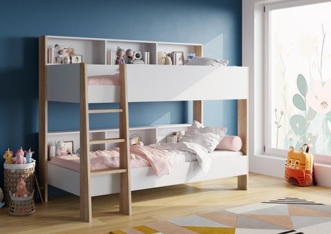 Ліжко двоярусне дитяче підліткове SWAY 90x200 Білий/Дуб сонома SW8846 Altek mebli